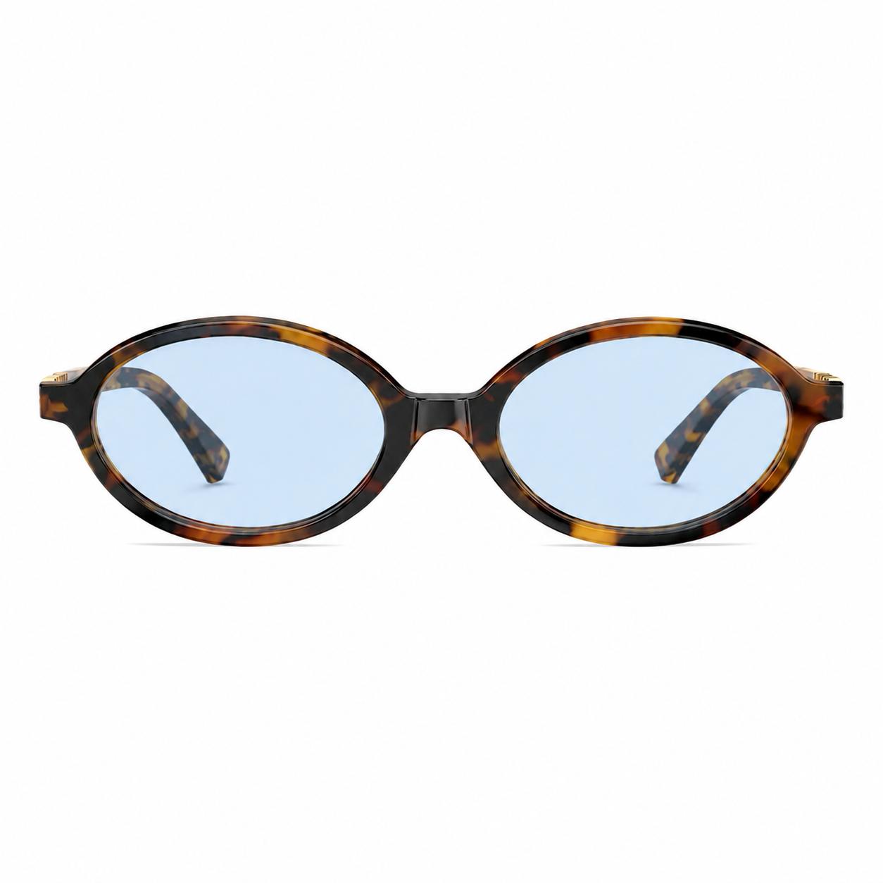 Óculos de Grau Mya Oval Tartarugado Com Lente Azul