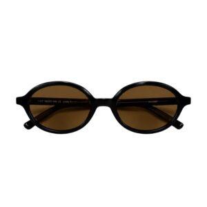 Óculos Solar Oval Hailey Preto com Lentes Marrom
